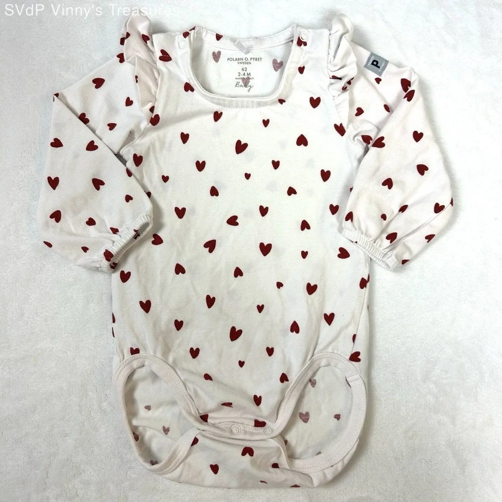 Polarn O. Pyret Baby Girl Organic Cotton 4pc Bundle Rainbow Heart Size 2-4M